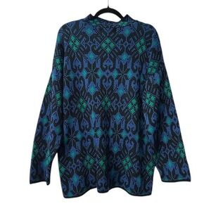 Vintage Nuggets 1X/XXL Women's Sweater Colorful Geometric 90s Retro Cabin Rustic